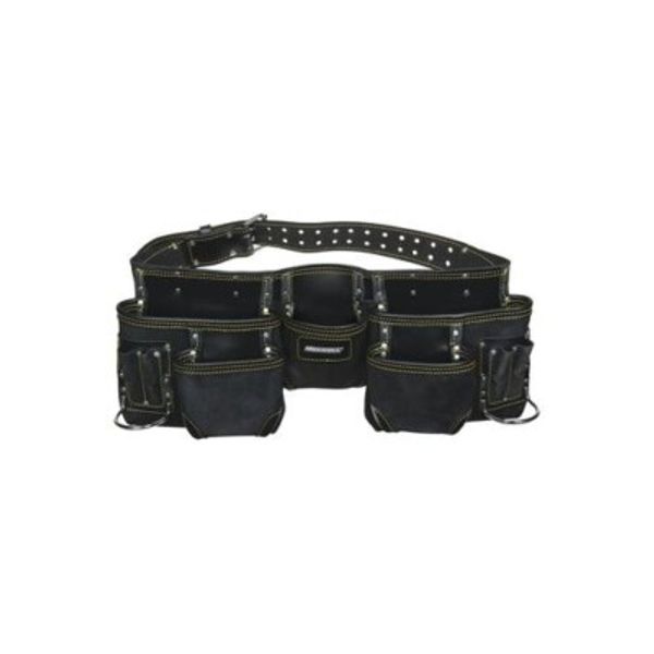11 Pocket Carpenter s Tool Belt Roller Buckle Black Leather Utility Work Apron