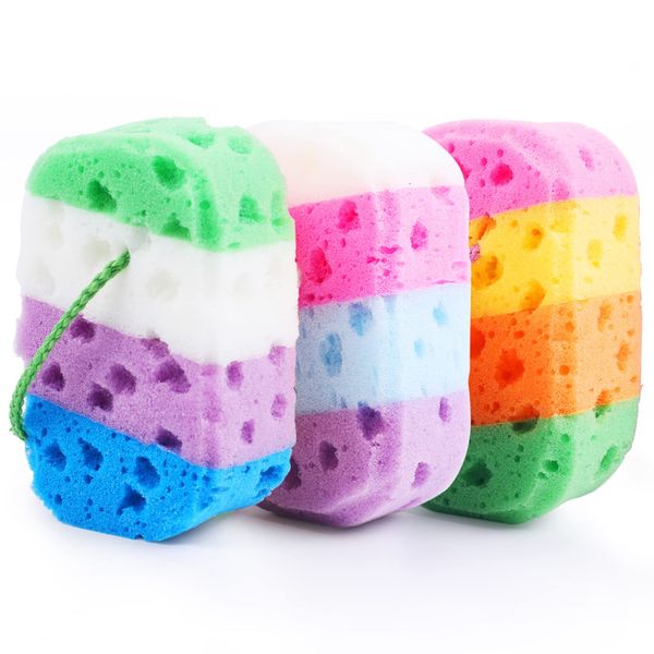 3 Pcs Exfoliating Bath Sponges for Shower, Sponge Loofah Soft Bathing for Body Wash Bathroom Vivid Colors Bathing Accessories…