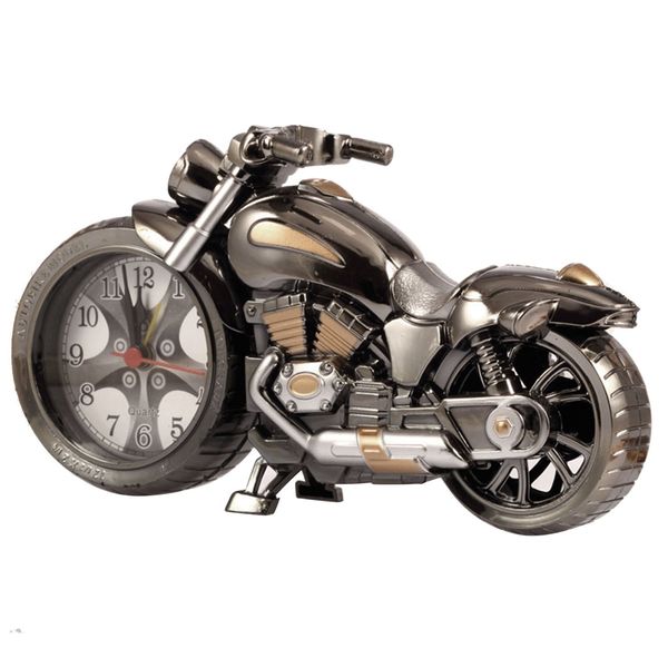 Gearmax Retro Motorcycle Style Students Alarm Clock Desk Time Clock Cool Motorbike Model Home Office Shelf Decoration Novelty Birthday Gift Brown (4 desighs, random delivery)