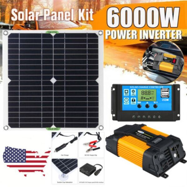 110V 6000W Complete Solar Panel Kit Solar Power System Generator 100A Home Grid
