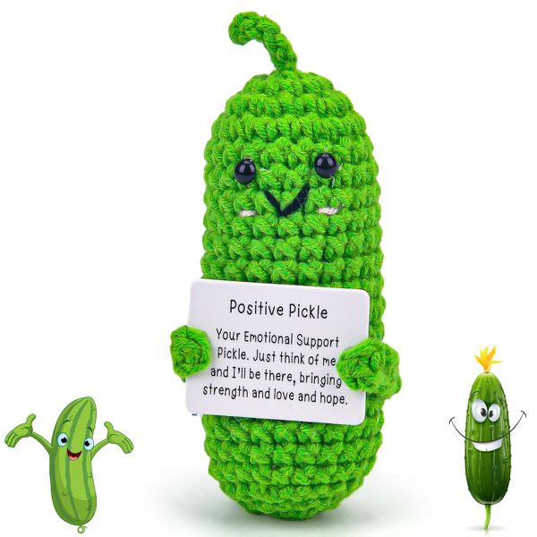 Yizemay Emotional Support Pickle, Positive Pickle Easter Gifts for Her Him, Pocket Hug Worry Doll with Positive Affirmation Cards, Weird Good Luck Cute Romantic Funny Gifts for Women