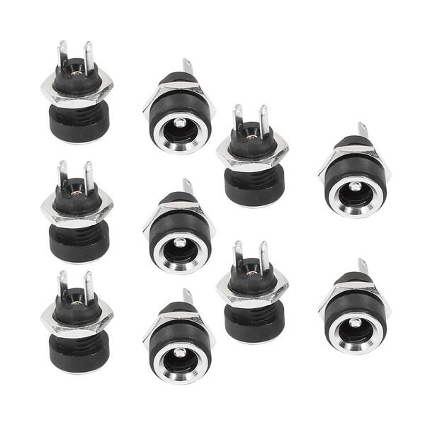 Sourcingmap 10Pcs 5.5mm x 2.1mm DC Power Jack Socket Female Panel Mount Connector Black