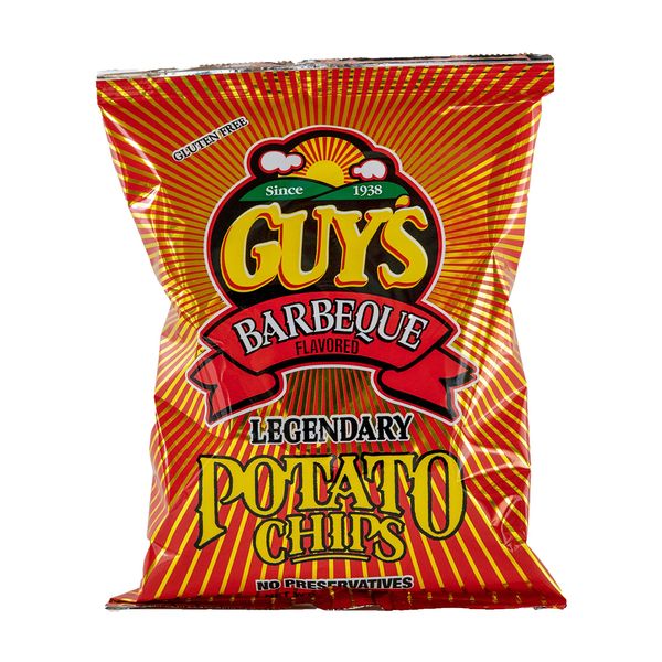 Guys BBQ Potato Chips — Healthy & Salty Snacks w/a Unique Blend of Spices — Natural Potato Snack Chips —Tasty Snack Pack Chips — Potato Chips Snack Packs (1.5 oz Bag, Pack of 24)