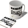 McMug - Crazy Badminton Man - Mug and Coaster Set, Ceramic, 11fl.oz.