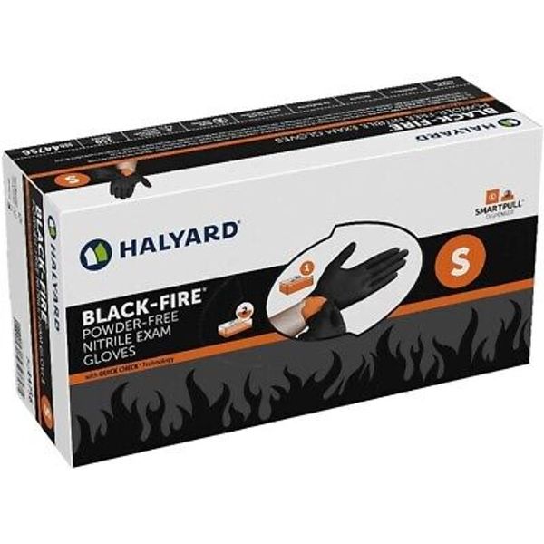 Halyard Black-Fire 44756 Small Nitrile Exam Gloves 1500/Case