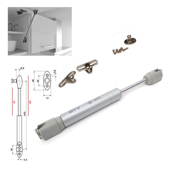 Cabinet Door Gas Strut Stay 80N 160mm Soft Close Hinge GTV