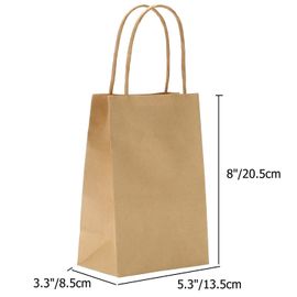 Ronvir Gift Bags 200pcs White Paper Bags 5.25x3.25x8 Kraft Bags Small Party  Bags White