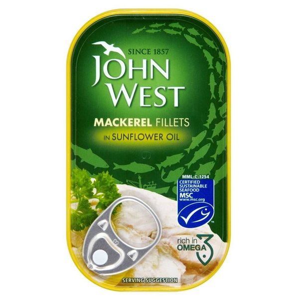 John West Mackerel Fillets in Sunflower Oil (125g) - Pack of 6