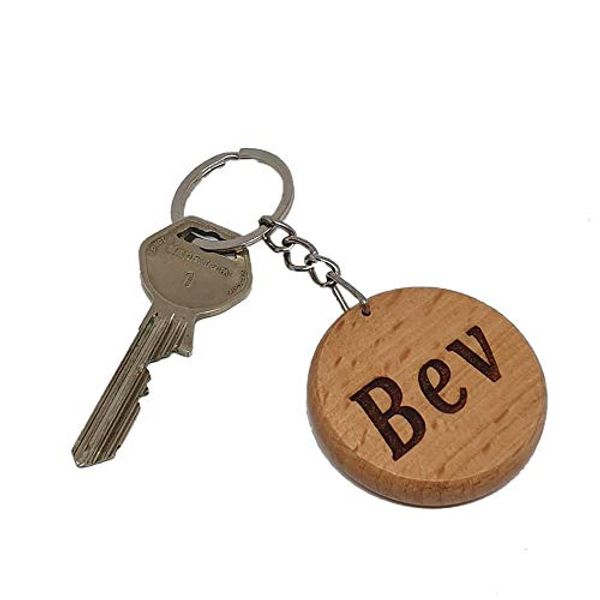 BEV Personalised Engraved Wooden Name Keyring Keychain Gift