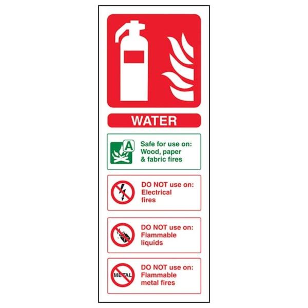 Fire Extinguisher - Water ID - 75 X 200mm Restickable Safety Sign