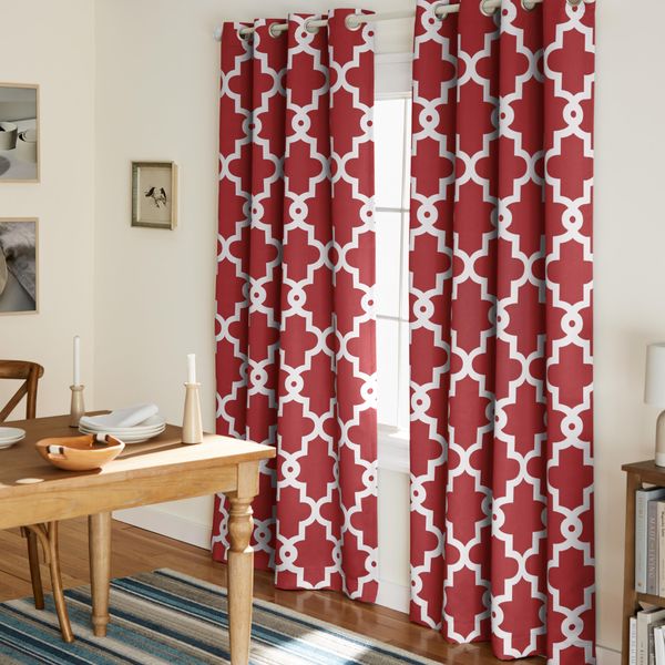 Exclusive Home Ironwork Sateen Woven Room Darkening Blackout Grommet Top Curtain Panel Pair, 52"x96", Burgundy, 2 Piece