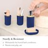 Blue Bamboo Bathroom Accessories Set 8 Piece Ensemble for Decorative Countertop