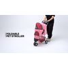 Brown Foldable Dog Stroller Pet Cage Carrier Cart w/Adjustable Canopy+Cup Holder