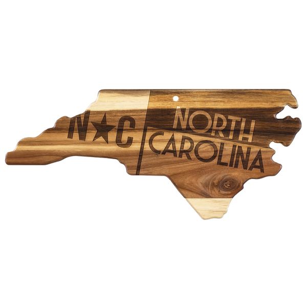 Totally Bamboo Rock & Branch Origins Series North Carolina State Shaped Cutting Board and Charcuterie Serving Tray, Includes Hang Tie for Wall Display