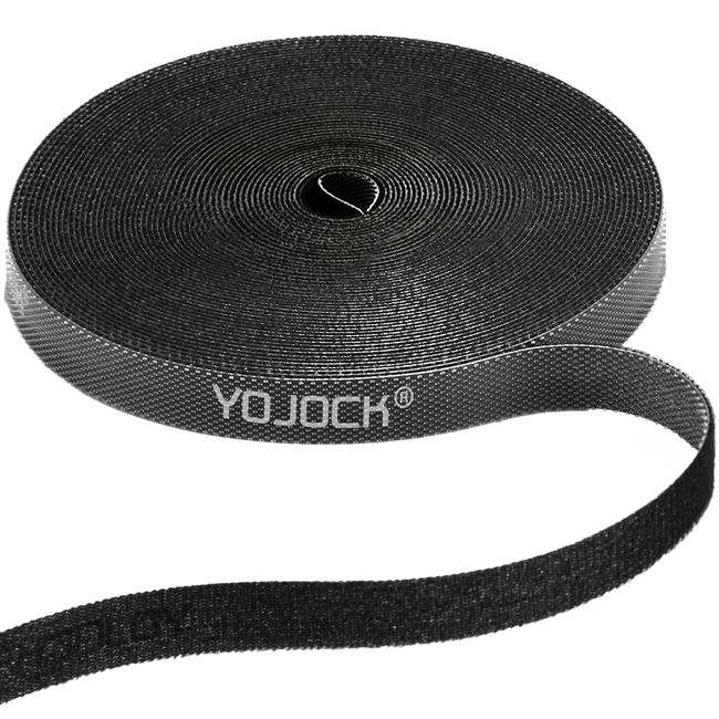 Cable Ties - YOJOCK Cable Ties - 2.0 x 0.4 inches (5 x 10 mm), Velcro Wiring Organization, Storage, Fastening, Freely Cut Cable Band Cord, Cable Attachment, Heat Resistant Storage Tape, Double-Sided, For Velcro (Black - 2.0 x 0.4 inches (5 m) x 0.4 inches