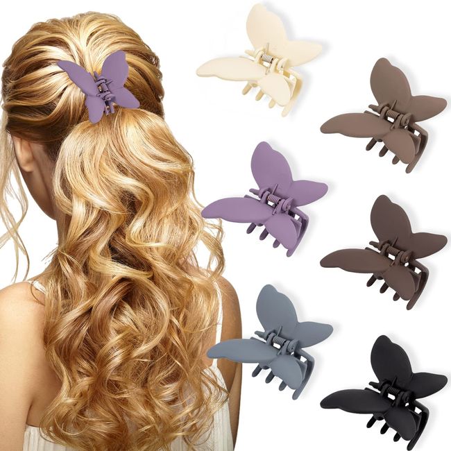 Butterfly Hair Clips, 6Pcs Hair Clips Claw Clips Small Hair Clips for Women Hair Claw Clip Cute Hair Clips Hair Accessories for Thin Hair