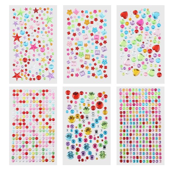 Bewudy Glitzersteine Selbstklebend, 1080pcs Strasssteine Selbstklebend, Strasssteine Bunte Schmucksteine Aufkleber Sticker Diamanten Für DIY Kinder Fotorahmen Grußkarten Handy Handwerk Weihnachten