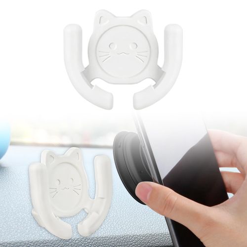 HOMEFOX Multi-Surface Holder Car Mount 1 Pack Compatible for Popsocket Holder Grips Hand-Free Device Support Accessories Home Office Desk Wall Mount Cute Cat with Strong Adhesive Sticky Gel, White