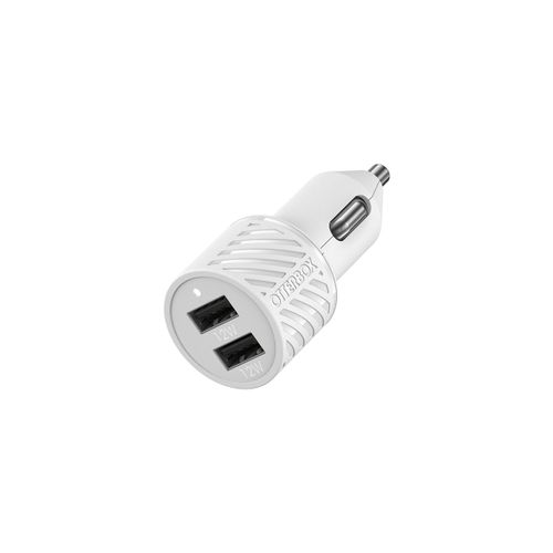 OtterBox USB-A Dual Port Car Charger, 24W Combined + OtterBox USB A-C 1M Cable - Black