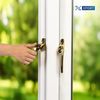 XFORT Cranked Locking Window Handle Installation Kit in Polished Brass, Left Hand UPVC Window Handle Replacement, Offset Lockable Window Lever