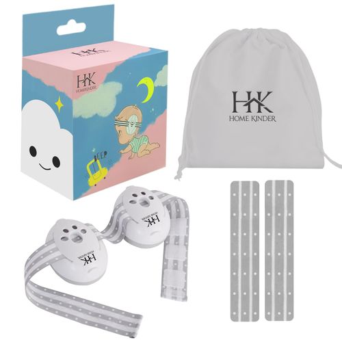 HomeKinder - Baby Ear Protection | Ear Muffs for Infants with Elastic Headband | Baby Earmuffs Ideal for Flights, Sleep | 2 Bands Included (Grey-White)