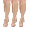 Open toe Toeless Compression Socks 3 Pairs for Women Men 15-20 mmHg Support Stockings Running Travel Pregnancy (L/XL, Nude)