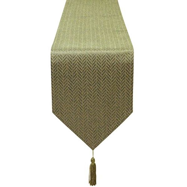 cleib Herringbone Pattern Water Repellent Table Runner, about 25x180 cm Green FS006