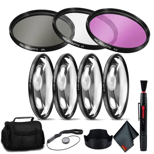77mm Advanced Lens Accessory Kit - Includes Filter Set (UV/CPL/FLD), Close-Up Filters, Tulip Hood, Padded Case, Cleaning Kit & Cap Keeper - Fits 77mm Lenses