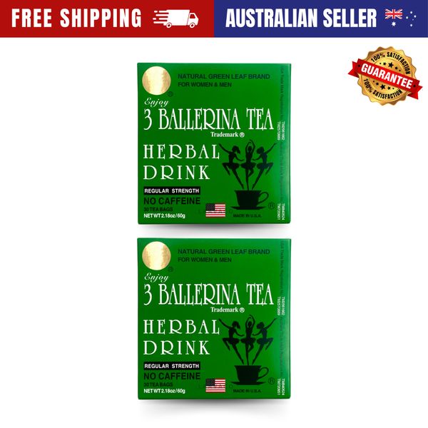 2 x 3 Ballerina Tea Regular Strength Herbal Drink - Natural Detox Tea - 60 Bags