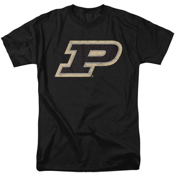 Purdue University Official Primary Logo Unisex Adult T-Shirt, Black, 2X-Large