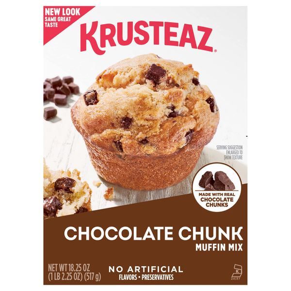 Krusteaz Muffin Mix, Chocolate Chunk Muffin Mix, 18.25 oz (Pack of 2)