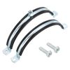 Sourcing Map 2 Pcs Adjustable Pipe Bracket Clamp, 6.3-6.6" (160-168mm) Wall/Ceiling Mount Pipe Hanger, Galvanized Iron, Black
