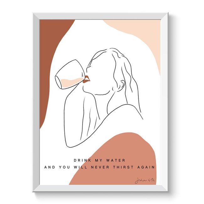 Poster Art Poster A4 Scandinavian Stylish Interior Line Art Modern Marble Monotone Monochrome Drink 031