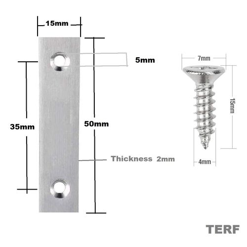 TERF® 10 Pcs Zinc Plated Solid Steel 50mm X 15mm Flat Mending Corner Brace Straight Plates Joining Connector Repair Plates Shelf Bracket with Fixing Screws for Use Wood, Furniture and Many Projects