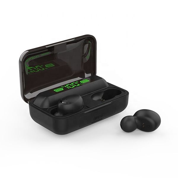 True wireless black earbuds with power bank noise cancelling