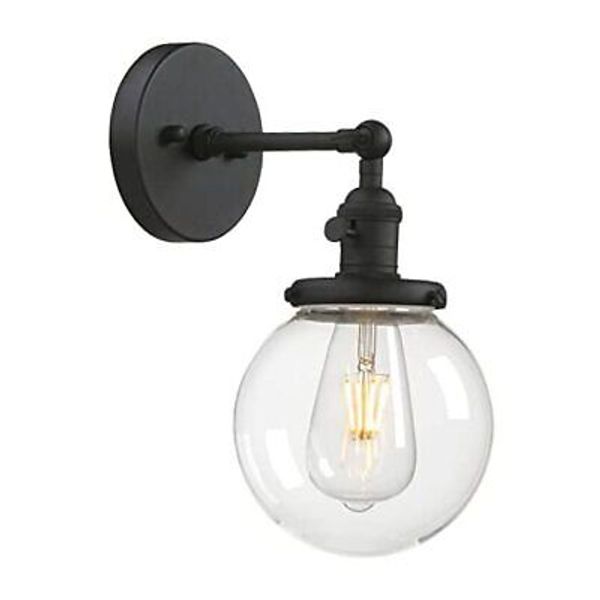 Bathroom Light Fixture Single Industrial Wall Sconce with 5.9 Inches Black