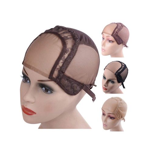 4 "X4" U-Part Swiss Lace Wig Caps for Making Wigs with Adjustable Straps Mesh Wig Caps (Dark Brown, S 52 cm)