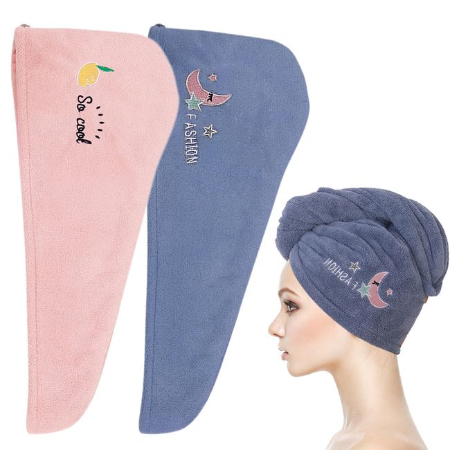 2 Stück Haarturban, Microfiber Towel Hair Haar Tuch Schnell Trocknend Haartrockentuch Damen Haarhandtuch Turban Handtuch Rosa Mit Knopf Turban Handtuch Trockene Haarkappe Für Lange Haare Kinder