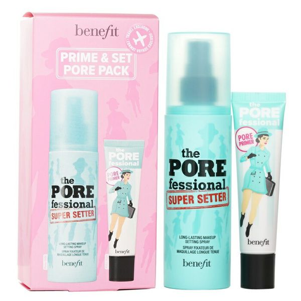 月間優良ショップ受賞  Benefit Prime &amp; Set Pore Pack: The Porefessional Smoothing Face Primer + Super Setter Long Lasting Makeup Setting Spray ベネフィ  海外通販