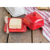 Now Designs Stoneware Square Butter Dish with Lid, Red 4.5 x 4.5 in