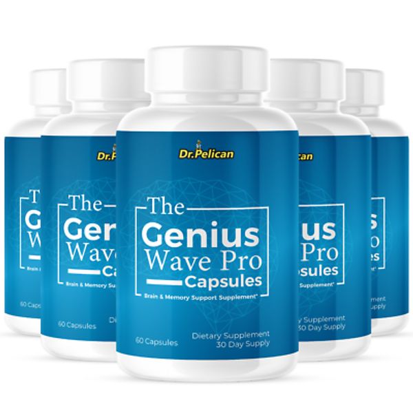 The Genius Wave Pro- Brain Support- 5 Bottles- 300 Capsules