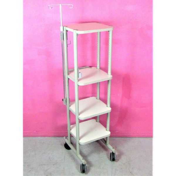 Bunnell Ventilator Endoscopy Cart w/ 4 Shelf, IV Pole & Wheels 18"x22"x65" Stand