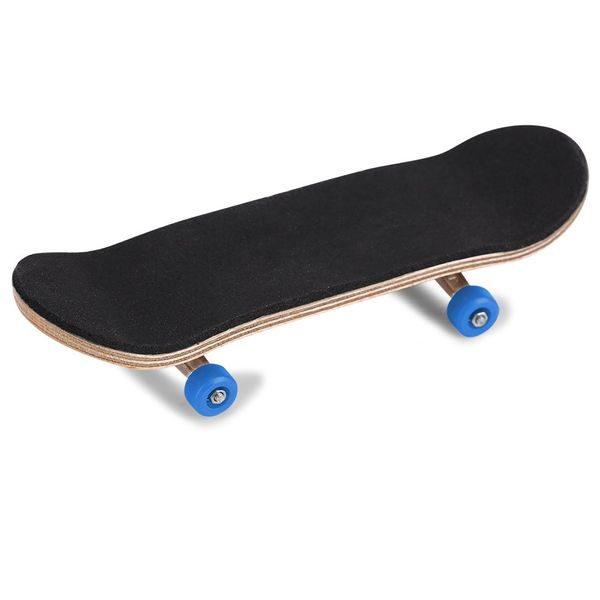 1Pc Maple Wooden Alloy Fingerboard Finger Skateboards Mini Fingerboard with Soft Pad Bearing Wheels and Box Reduce Pressure Kids Gifts(Dark Blue)