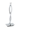 Table Lamp-Chrome-Shade White-Plastic-in Line Switch-Bulb LED-2x5W Included - Side Console Free Standing Base Bedside Task Base Set