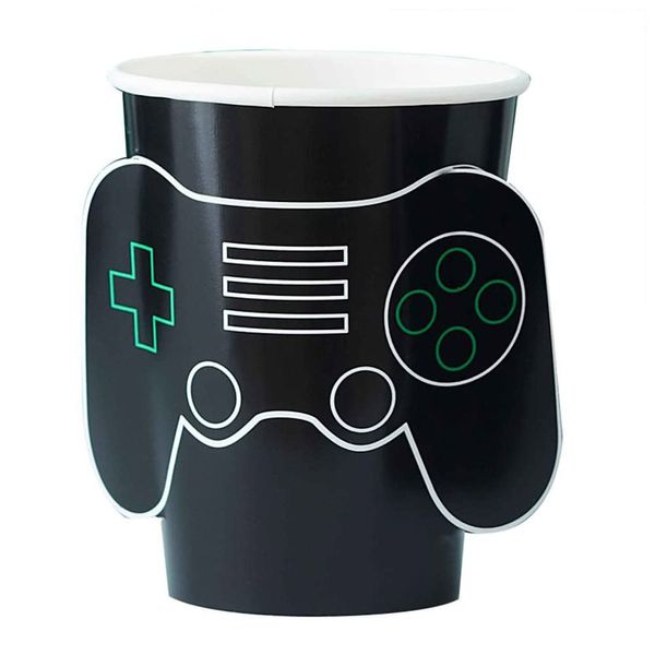 Ginger Ray Video Game Eco Friendly Controller Paper Party Kids Gamer Cups, 8 Pack