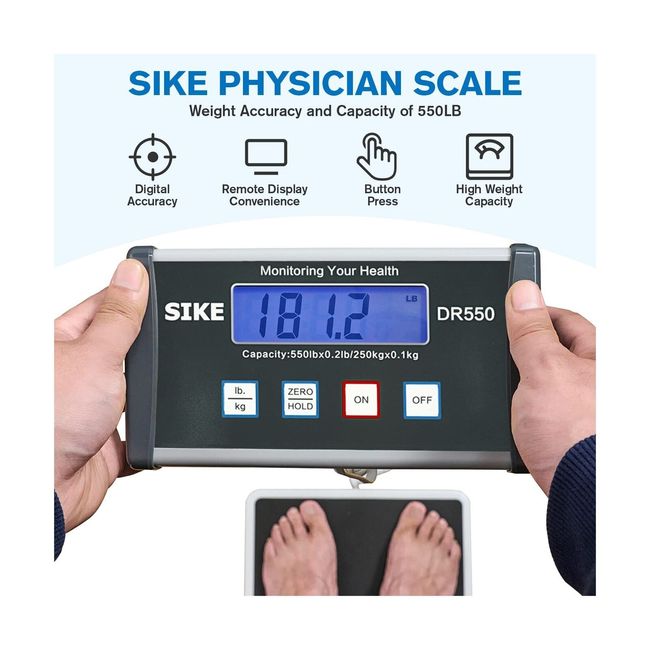 Sike Medical Digital Floor Scale, Portable - Easy to Read Digital Display - Heavy Duty - Home, Hospital & Physician Use - Pound & Kilogram Settings