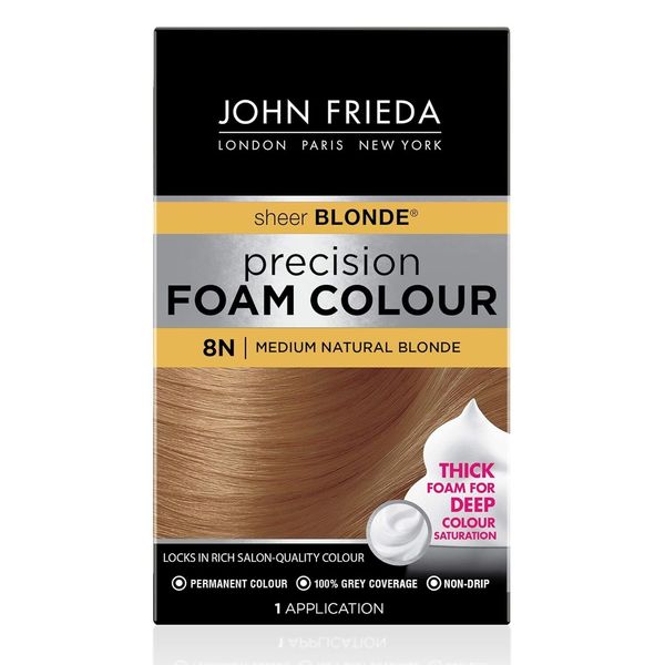 John Frieda Precision Foam Colour, Medium Natural Blonde 8N, Full-Coverage Hair