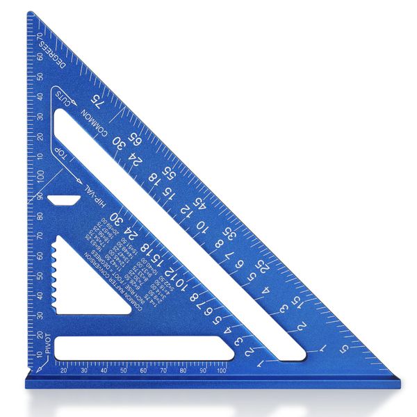 WORKPRO 7'' Aluminum Speed Square, Set Square 180mm, Carpenters Square, Rafter Angle Square Aluminium, Alloy Precision Layout Measuring Tool for Carpenters, Engineers