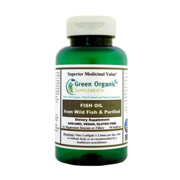 Green Organic Supplements Fish Oil. Omega 3, 1000 mg. from Wild Fish & Purified