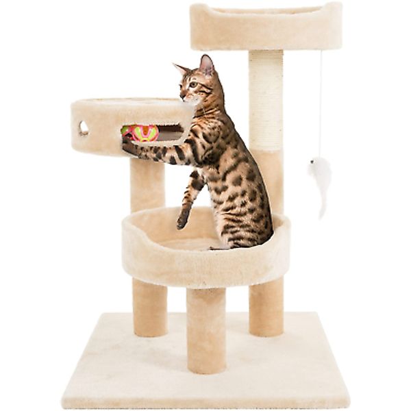 Cat Tree - 3-Tier Tall Cat Tower Condo with 2 Napping Perches, Sisal Rope Scratc